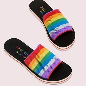 Kate Spade New York Rainbow Intarsia-Knit Slide Sandals